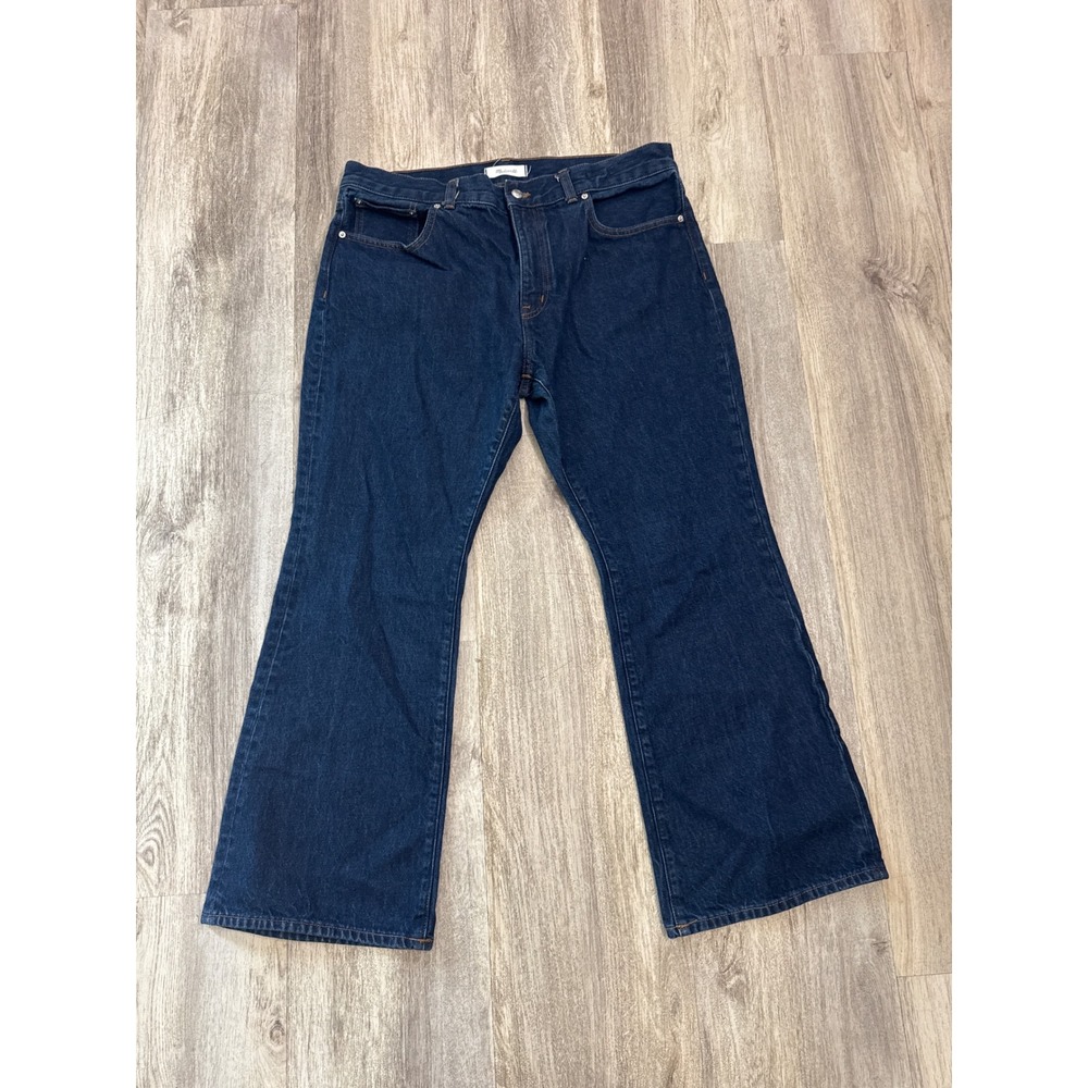 Madewell Flare Jeans Dark Indigo Blue High Rise Wide‎ Leg 1lDenim Size 32 Petite
